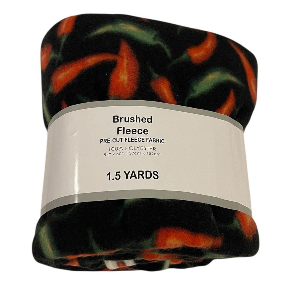 Chili Pepper Brushed Fleece Fabric – 1.5 Yards – Pre-Cut Polyester